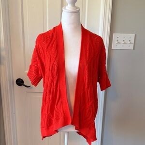 LOFT Bright Orange Open-Front Cardigan